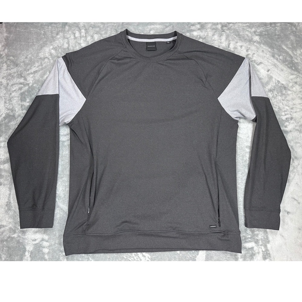 Dunning Mens XL Gray Colorblock Performance Pullover Long‎ Sleeve Shirt